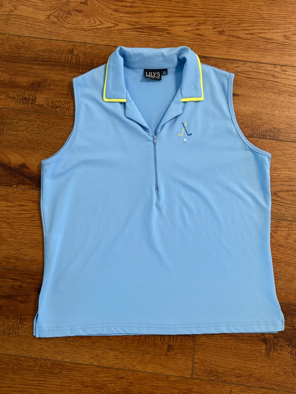 Lily’s Beverly Hills Sleeveless Golf Top Blue Quarter Zip XL Made USA